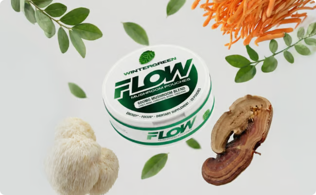 FLOW Wintergreen can with Lion's Mane, Cordyceps and Reishi mushrooms